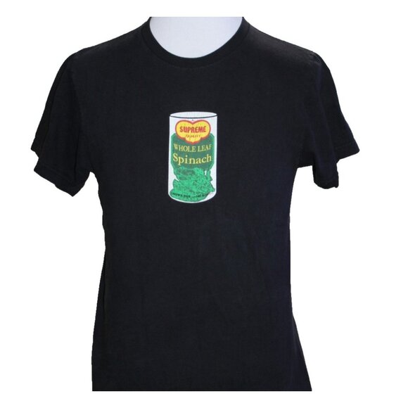 SUPREME Spinach Can Skate Shirt Black Tee Grow a Pair OG Cotton USA Size Medium - Picture 9 of 9